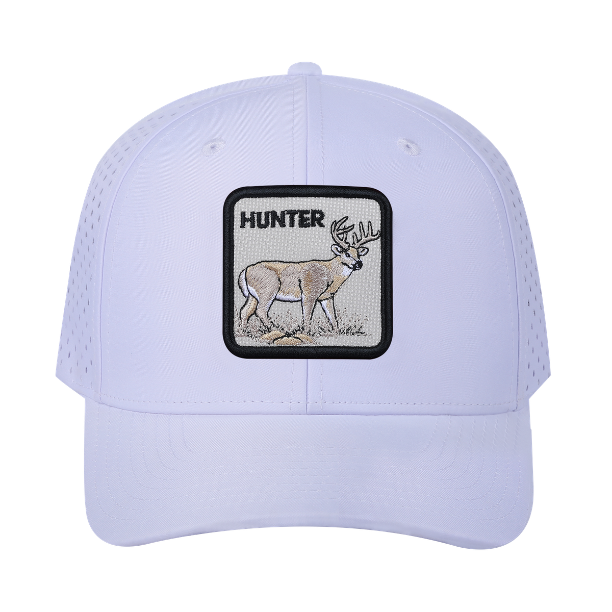 Hunter 6-Panel Microfiber Laser Hole Trucker Hat