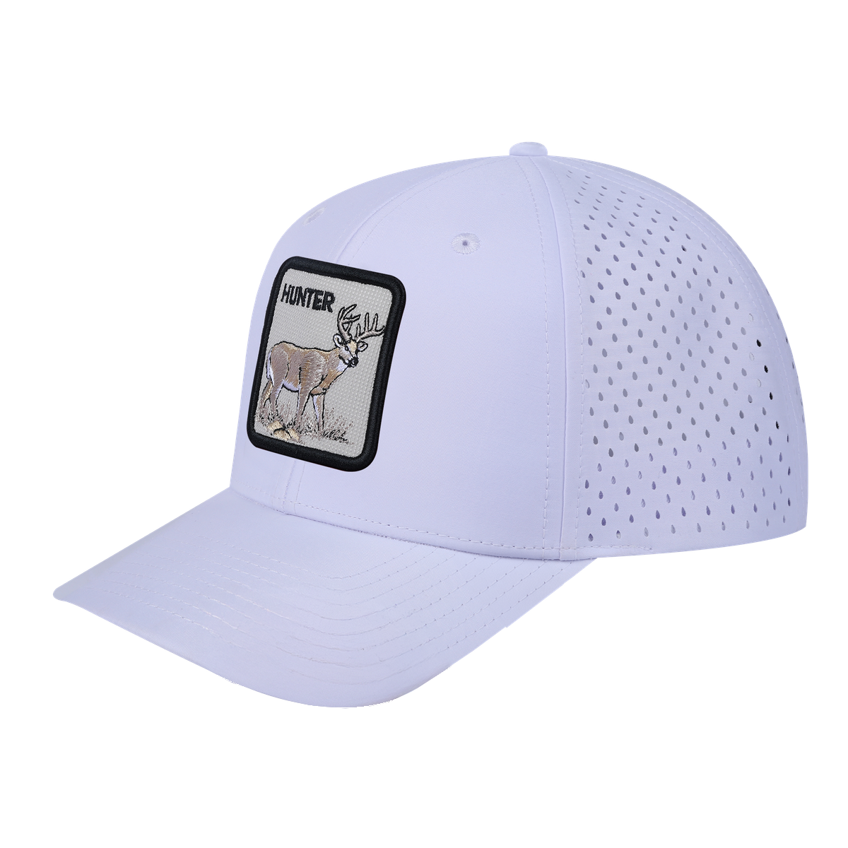 Hunter 6-Panel Microfiber Laser Hole Trucker Hat