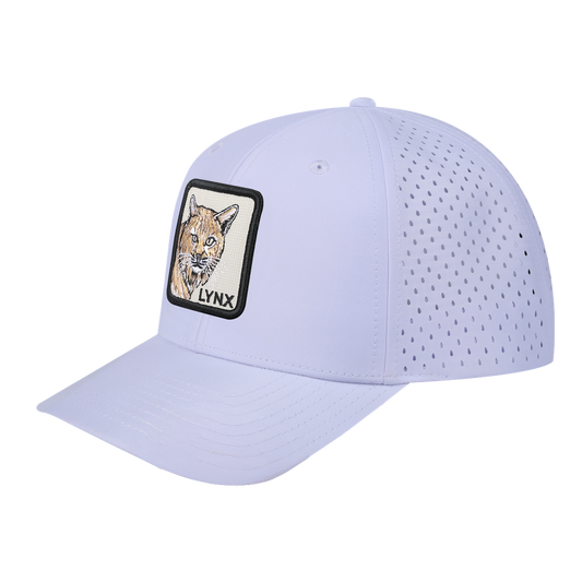 Lynx 6-Panel Microfiber Laser Hole Trucker Hat with White front and White back