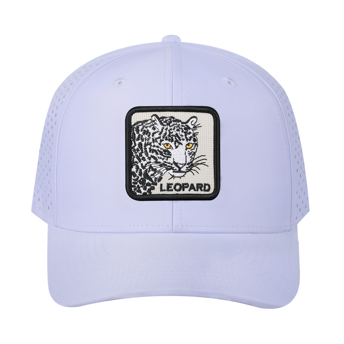 Leopard 6-Panel Microfiber Laser Hole Trucker Hat