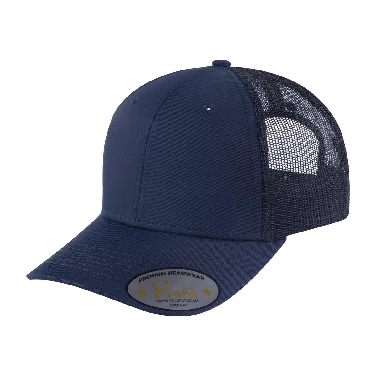 Blank - 6 Panel Trucker Hat - Navy/Black