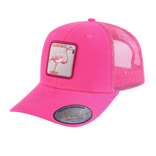 Flamingo 6-Panel Trucker Hat with Pink front and Pink back