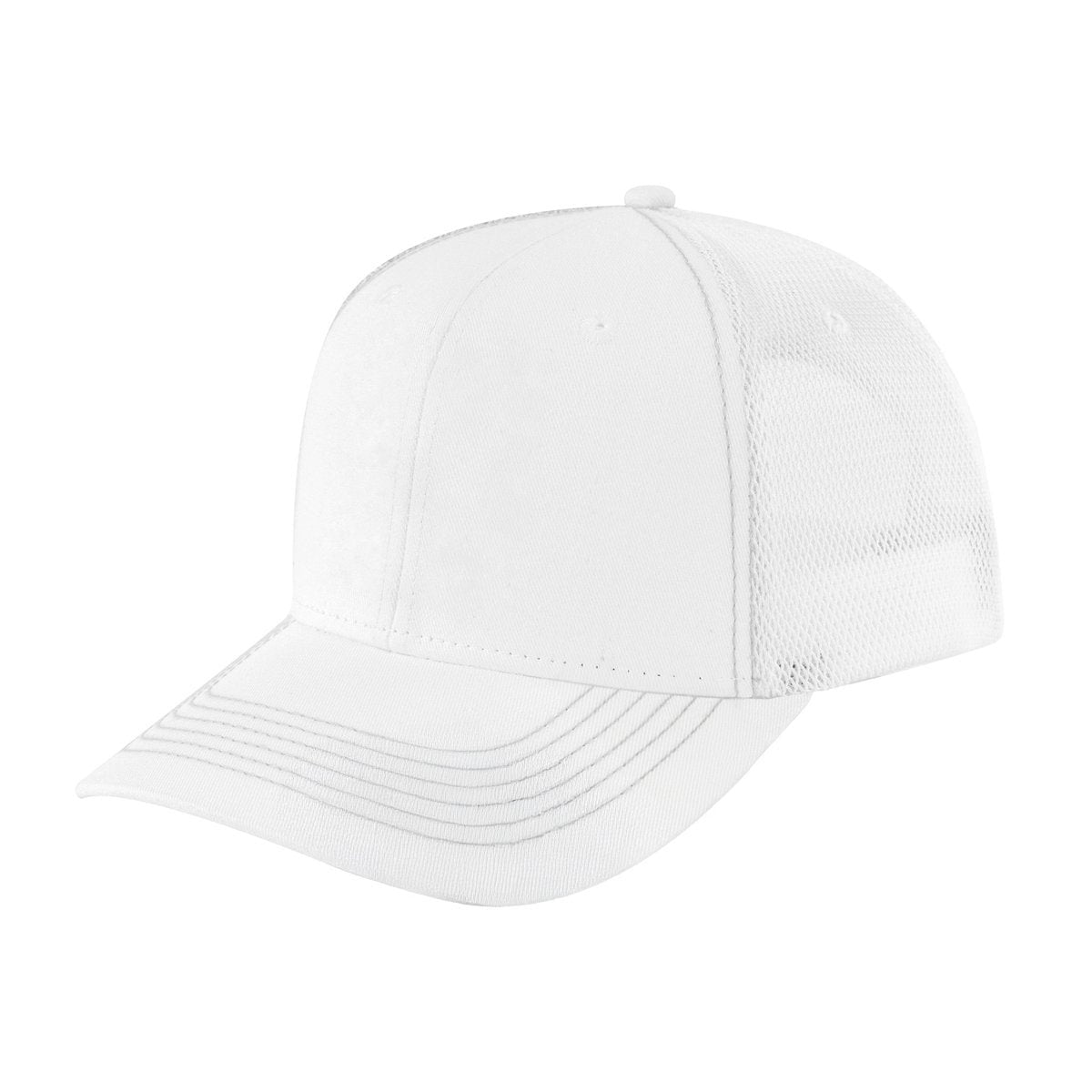 Unisex Blank, 6-Panel Trucker Hat, White/White, Adjustable Fit