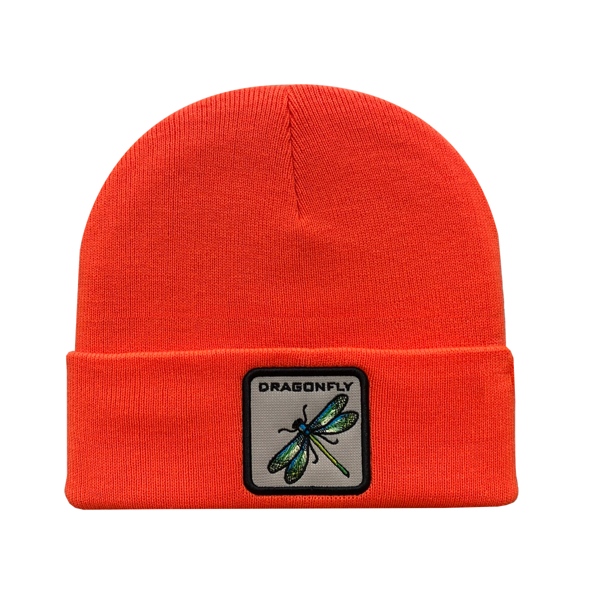 Unisex Embroidered The Dragonfly, Knitted Soft Warm Unisex Beanie, Orange, Adjustable Fit