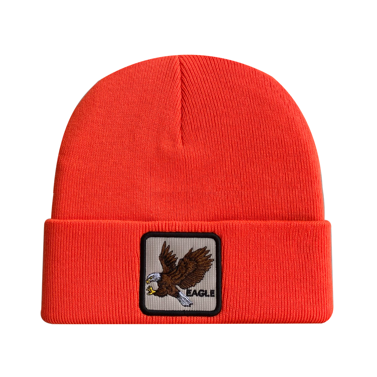 Unisex Embroidered The Eagle, Knitted Soft Warm Unisex Beanie, Orange, Adjustable Fit