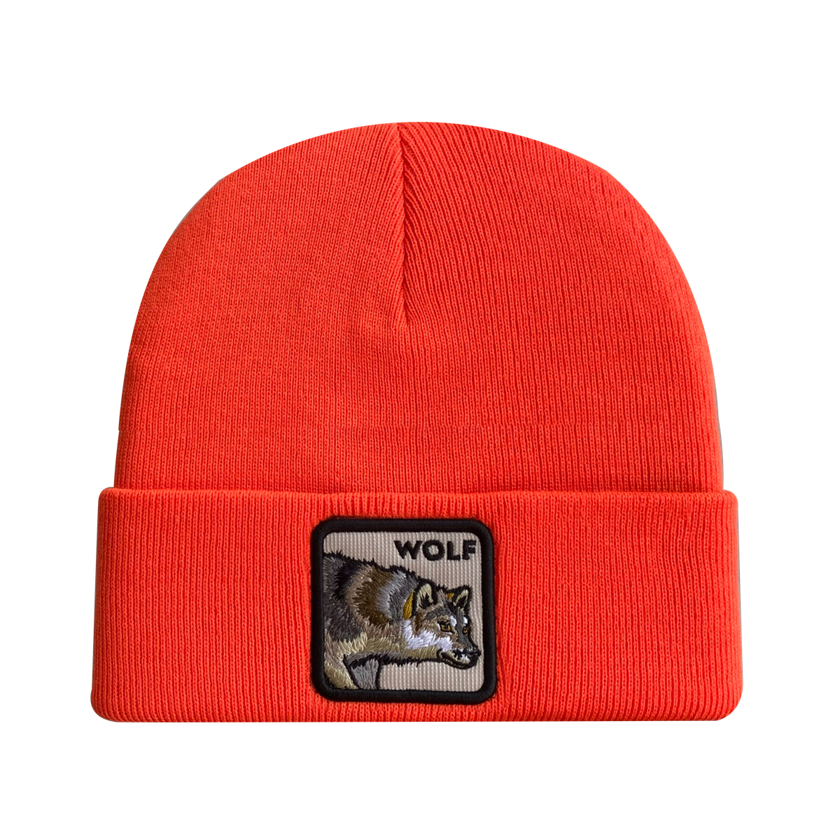 Unisex Embroidered The Wolf, Knitted Soft Warm Unisex Beanie, Orange, Adjustable Fit