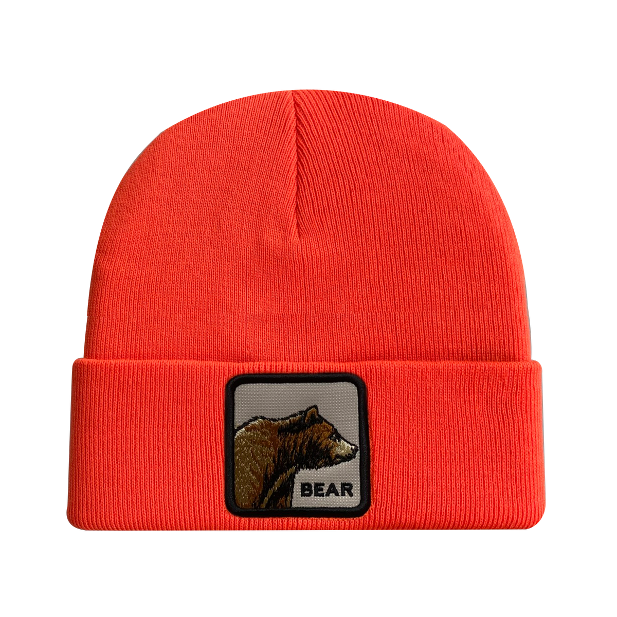 Unisex Embroidered The Bear, Knitted Soft Warm Unisex Beanie, Orange, Adjustable Fit