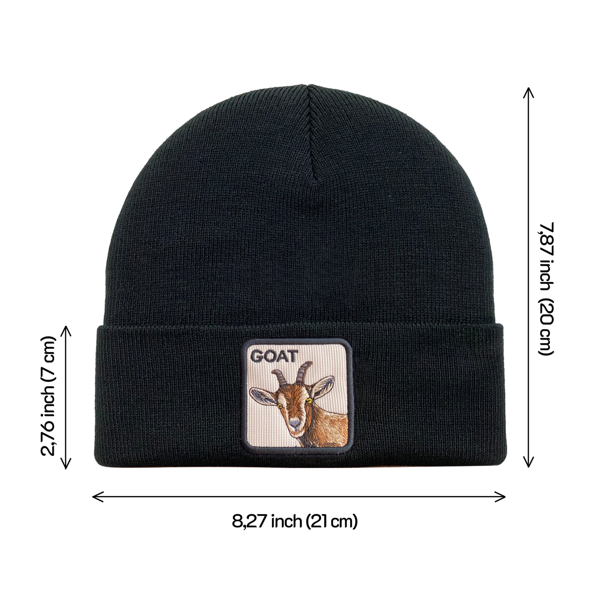 Unisex Embroidered The Goat, Knitted Soft Warm Unisex Beanie, Black, Adjustable Fit