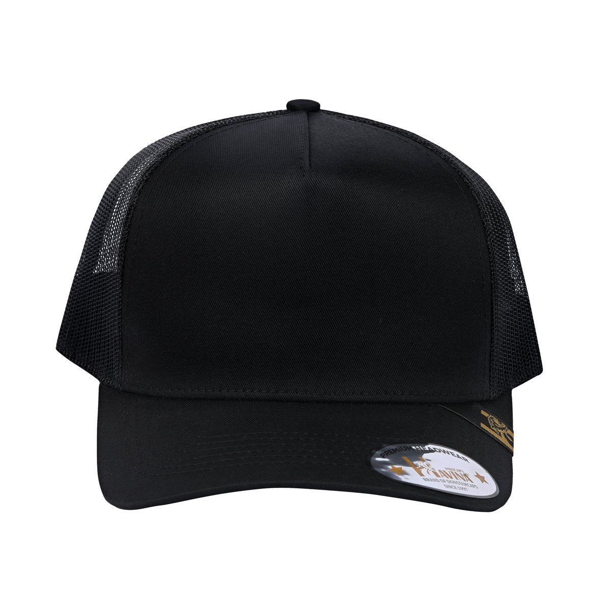 Unisex Blank, 5-Panel Trucker Hat, Black, Adjustable Fit