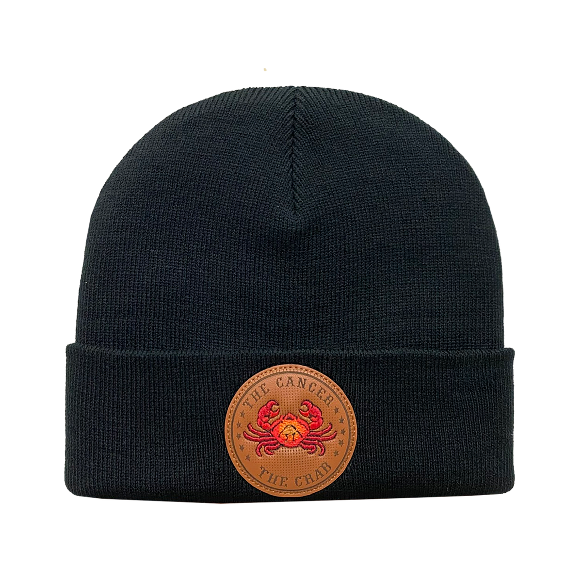 Embroidered and laser-engraved Cancer Zodiac (June 21 - July 22) - Knitted Soft Warm Unisex Beanie - Black