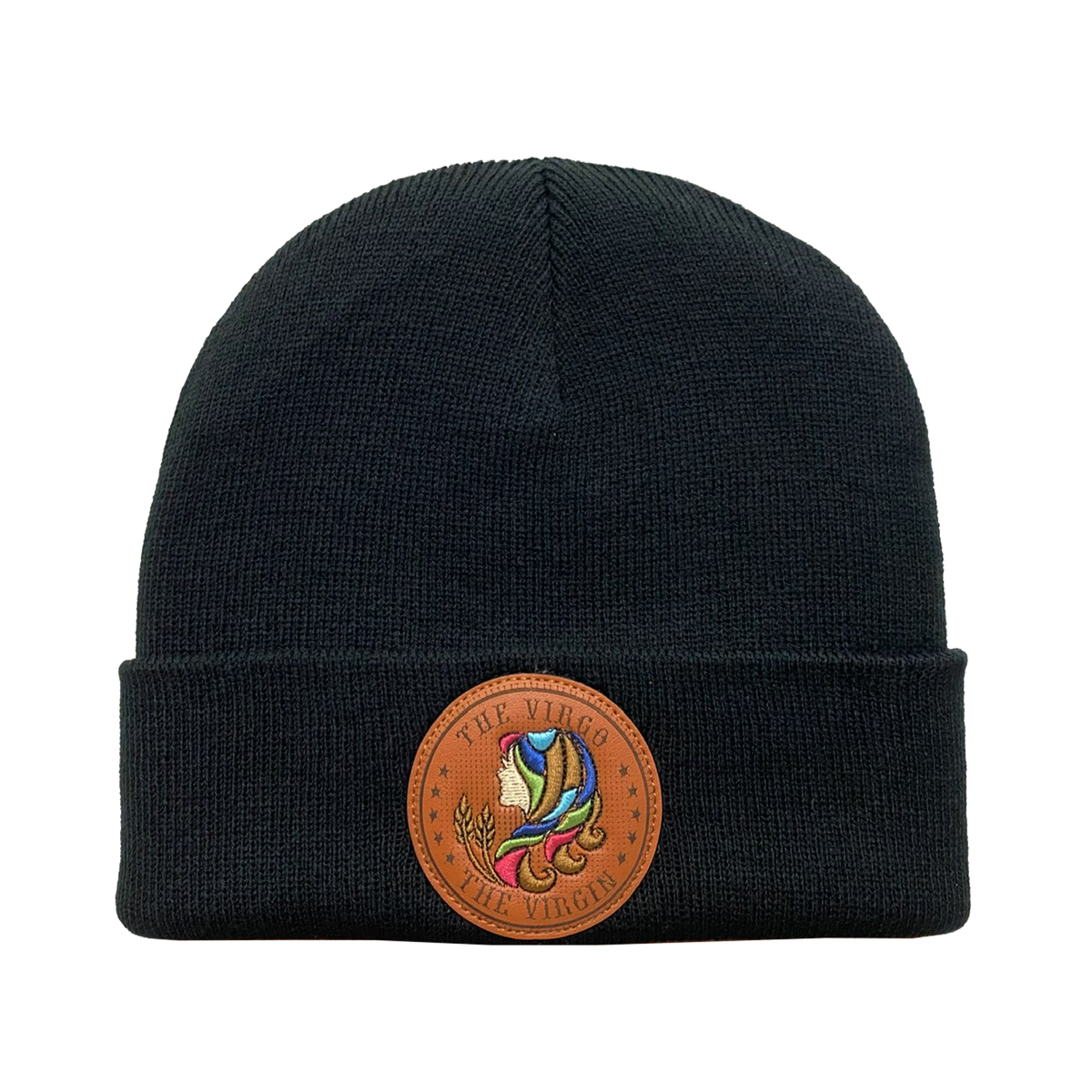 Embroidered and laser-engraved Virgo Zodiac (August 23 - September 22) - Knitted Soft Warm Unisex Beanie - Black
