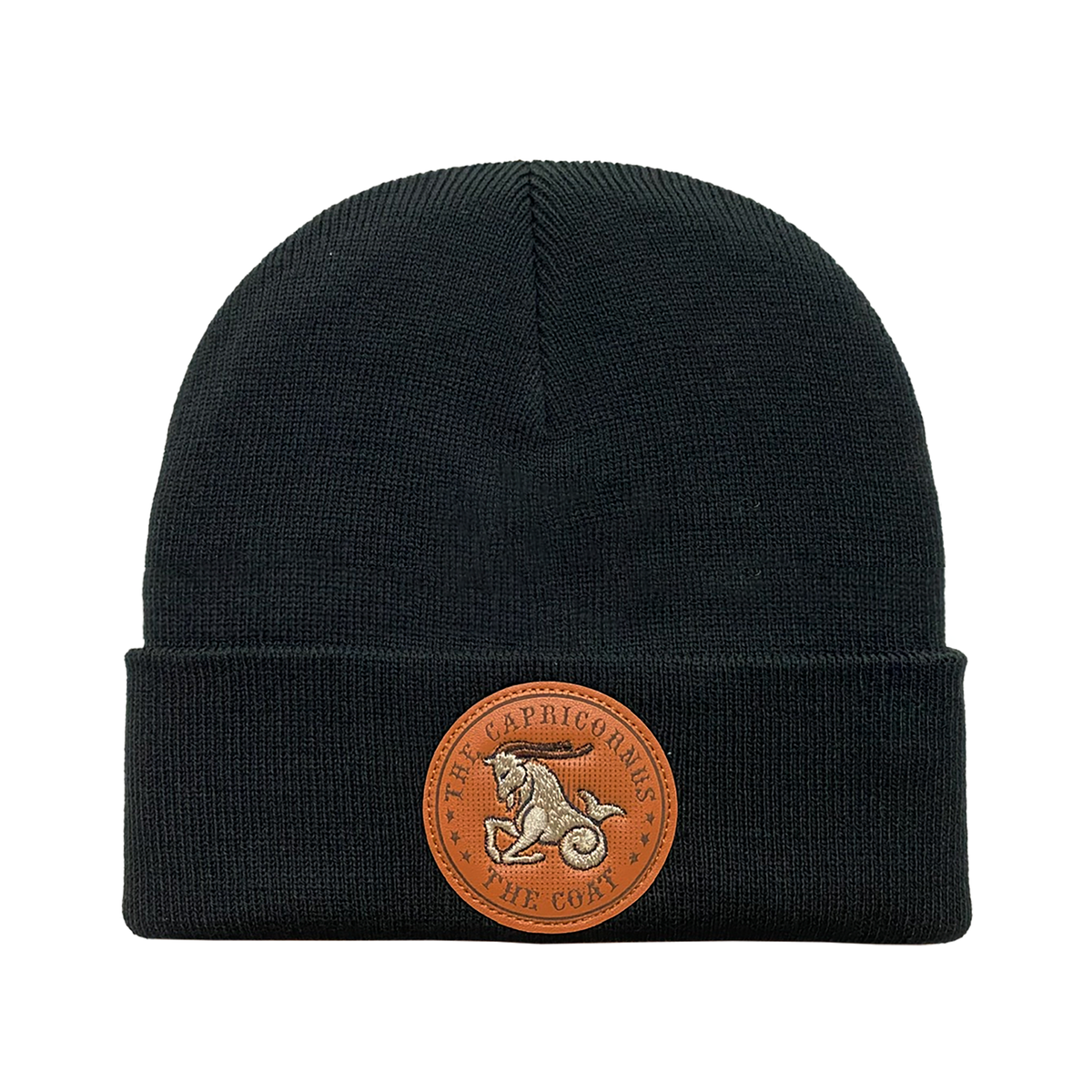 Embroidered and laser-engraved Capricorn Zodiac (December 22 - January 19) - Knitted Soft Warm Unisex Beanie - Black