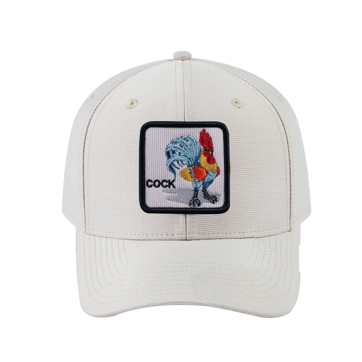 Unisex V2 Embroidered The Chicken, 6-Panel Baseball Cap, Beige/Beige, Adjustable Fit