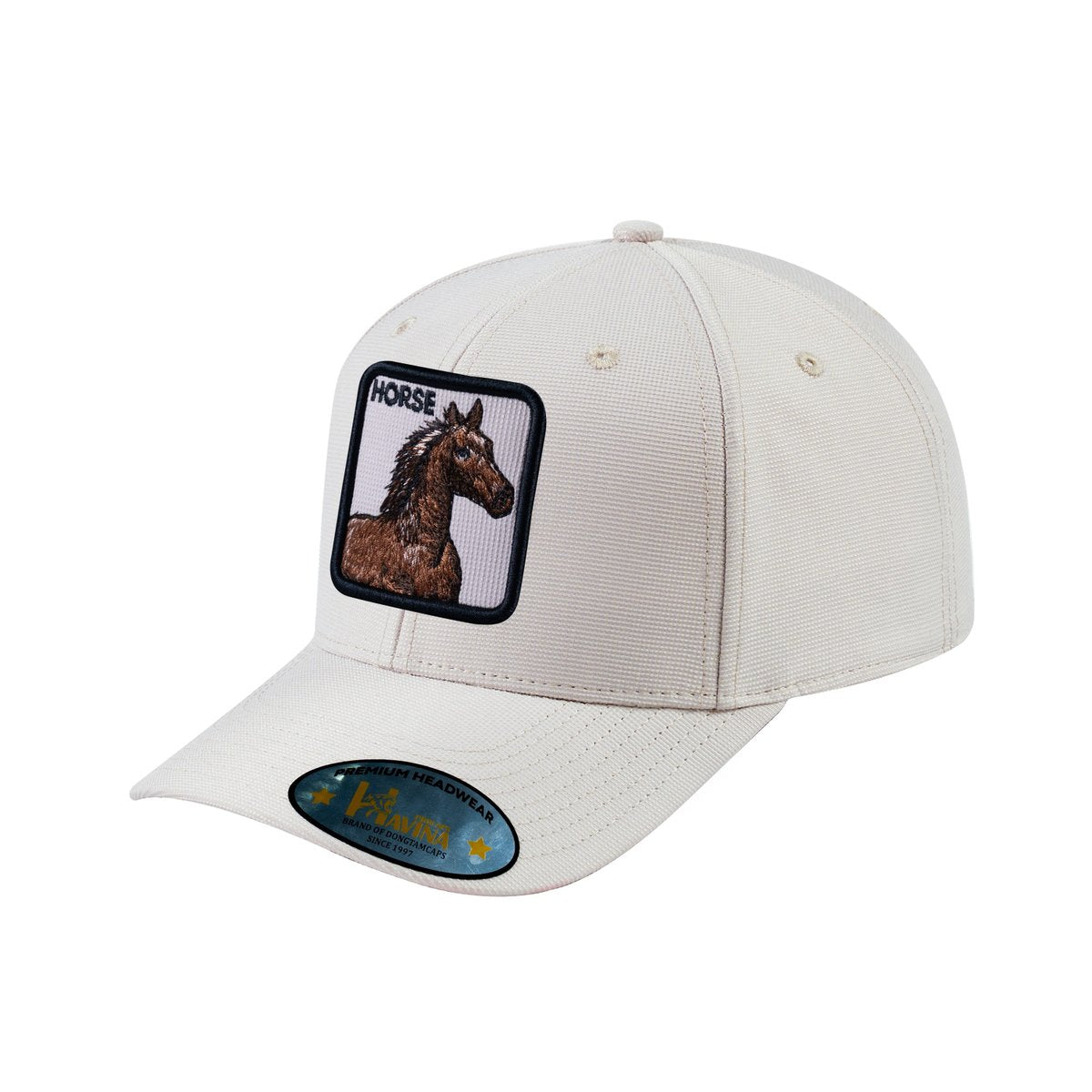 Unisex V2 Embroidered The Horse, 6-Panel Baseball Cap, Beige/Beige, Adjustable Fit