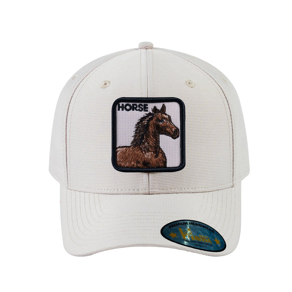Unisex V2 Embroidered The Horse, 6-Panel Baseball Cap, Beige/Beige, Adjustable Fit