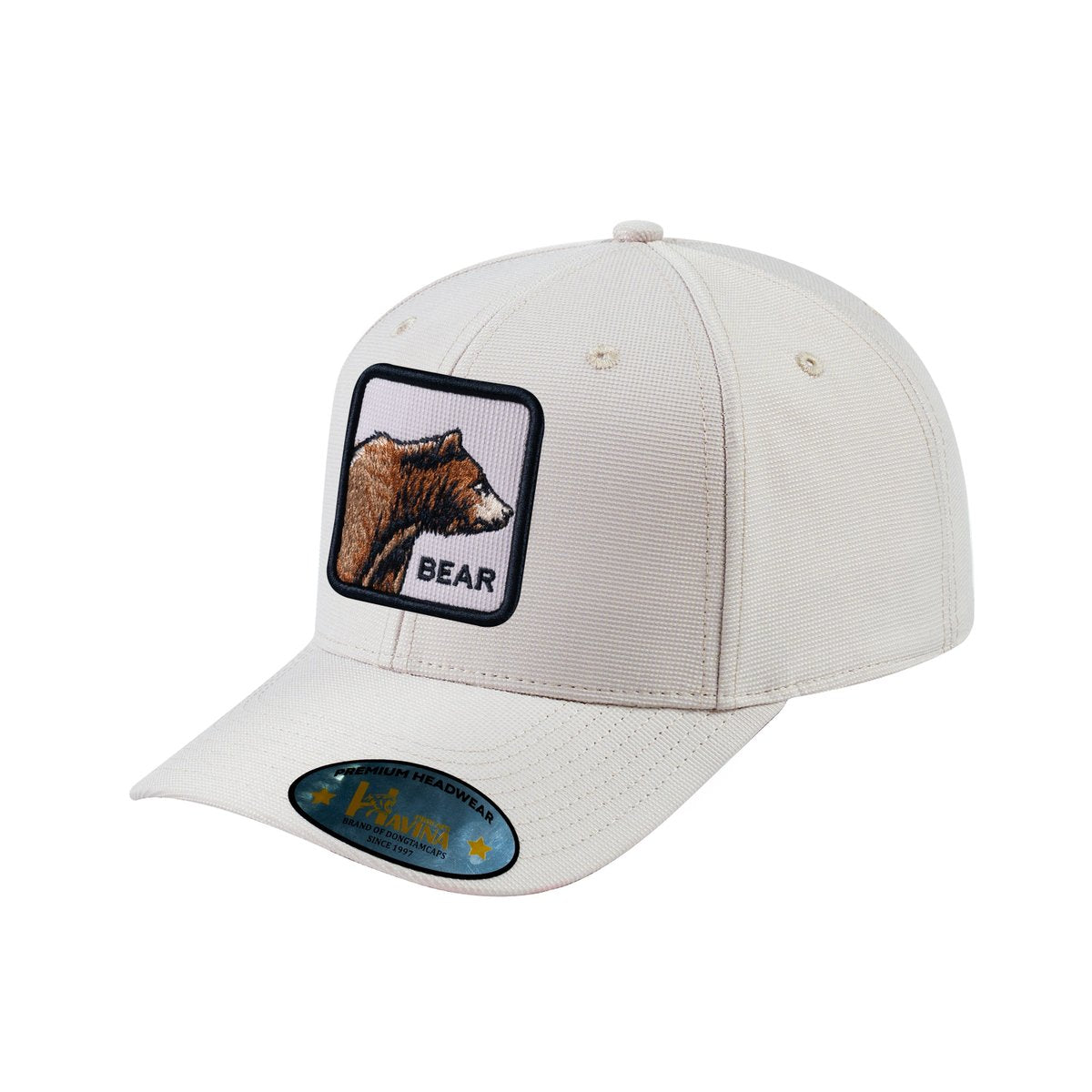 Unisex V2 Embroidered The Bear, 6-Panel Baseball Cap, Beige/Beige, Adjustable Fit