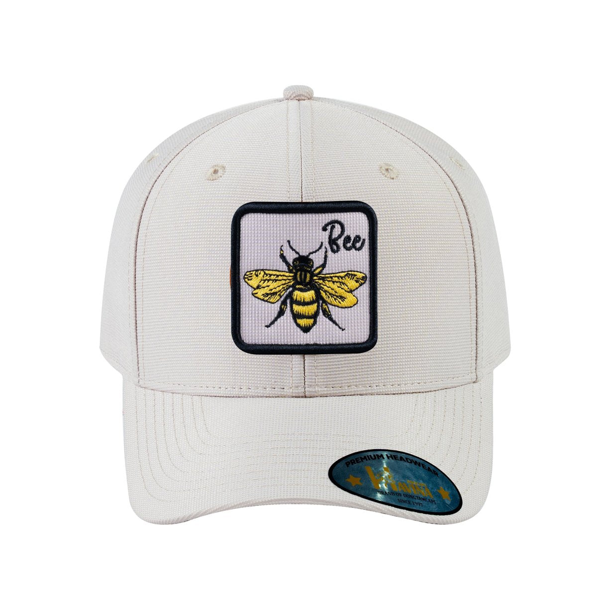 Unisex V2 Embroidered The Bee, 6-Panel Baseball Cap, Beige/Beige, Adjustable Fit