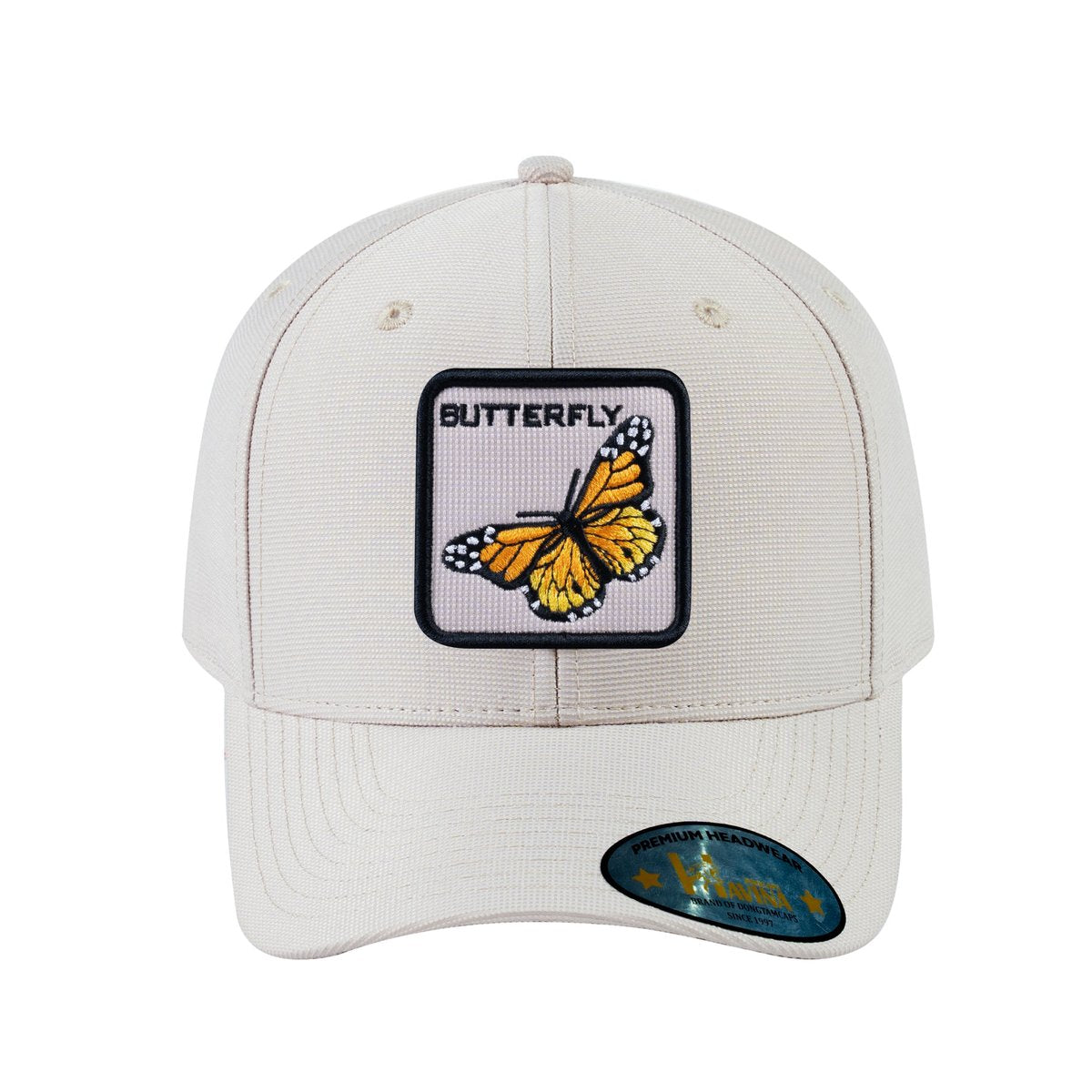 Unisex V2 Embroidered The Butterfly, 6-Panel Baseball Cap, Beige/Beige, Adjustable Fit