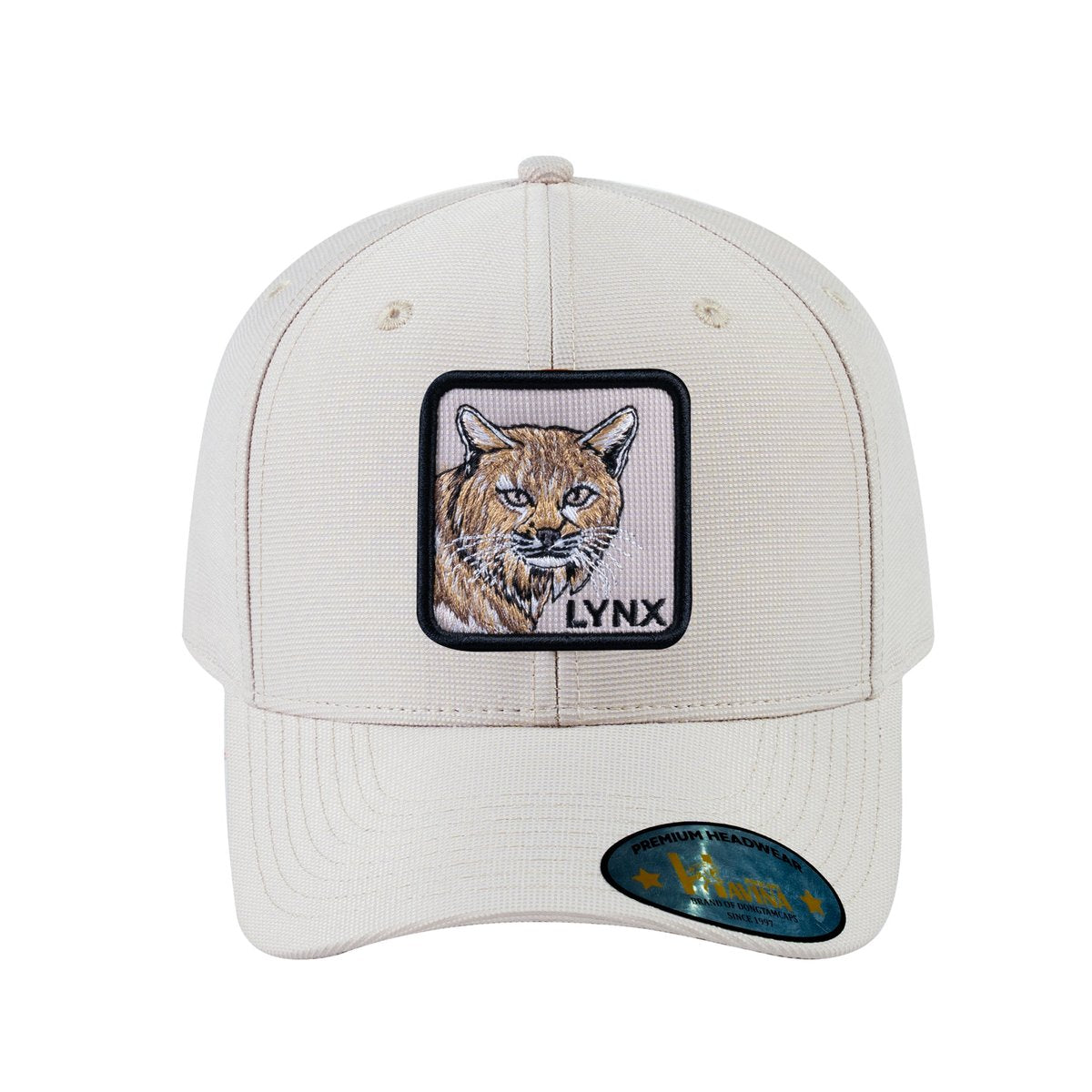 Unisex V2 Embroidered The Lynx, 6-Panel Baseball Cap, Beige/Beige, Adjustable Fit