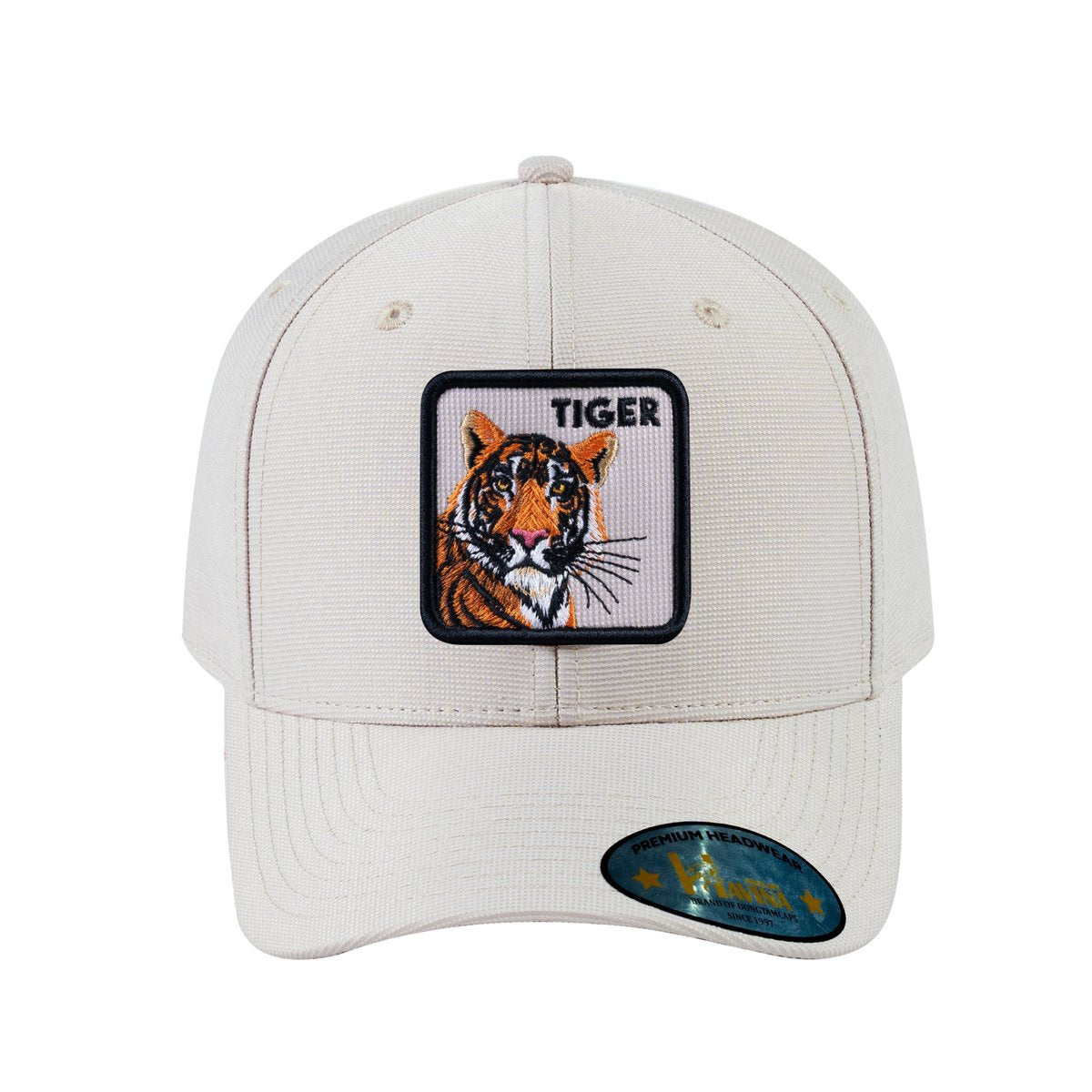 Unisex V2 Embroidered The Tiger, 6-Panel Baseball Cap, Beige/Beige, Adjustable Fit