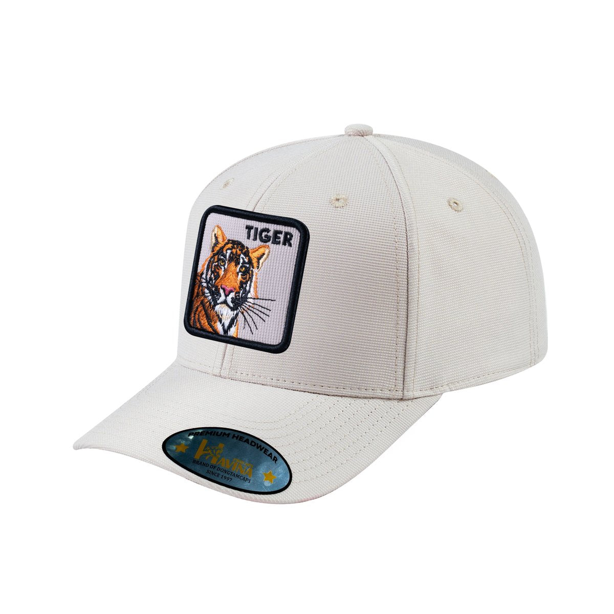 Unisex V2 Embroidered The Tiger, 6-Panel Baseball Cap, Beige/Beige, Adjustable Fit