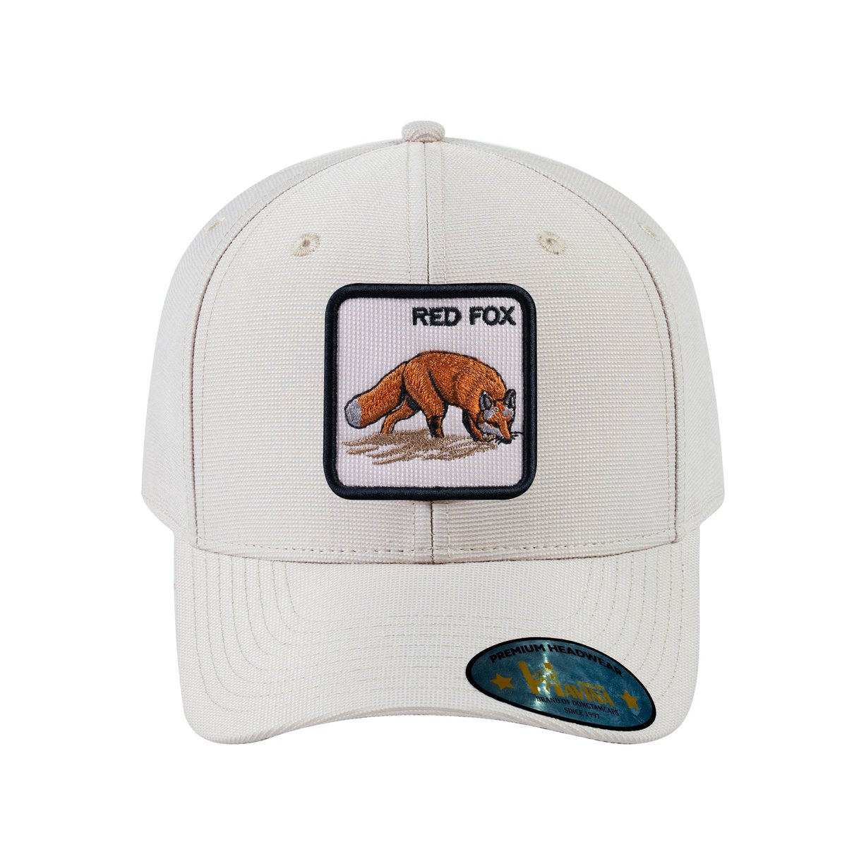 Unisex V2 Embroidered The Red Fox, 6-Panel Baseball Cap, Beige/Beige, Adjustable Fit