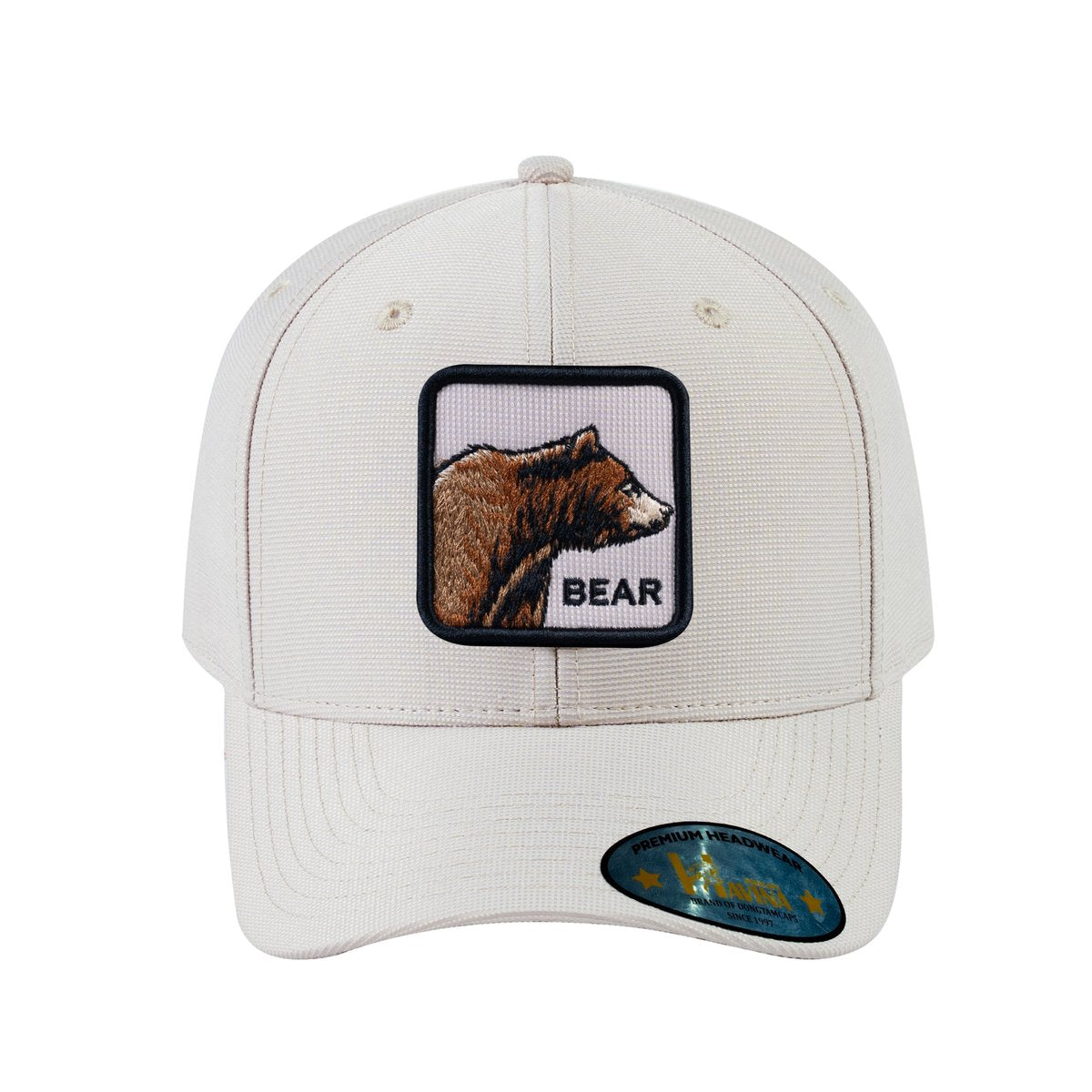 Unisex V2 Embroidered The Bear, 6-Panel Baseball Cap, Beige/Beige, Adjustable Fit