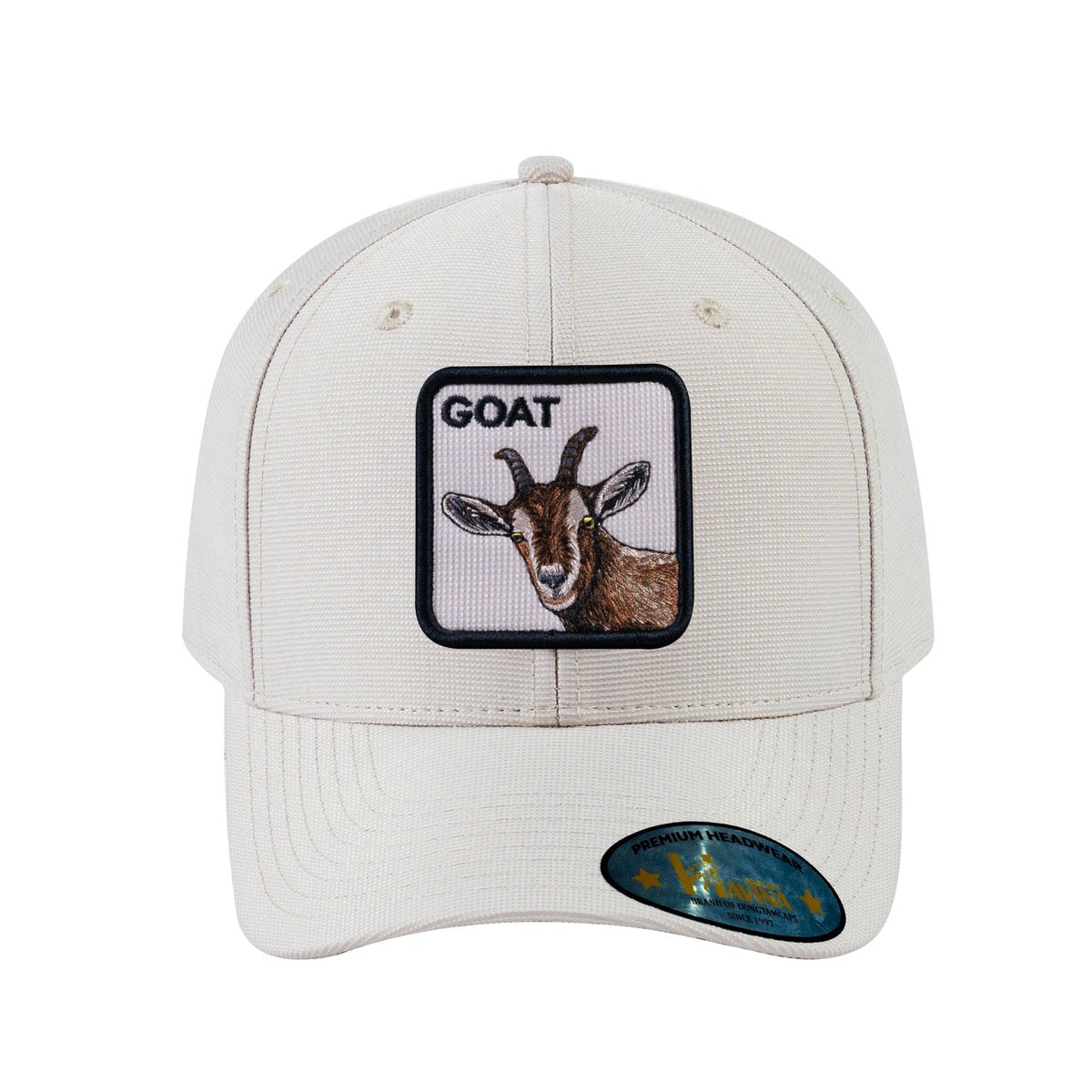 Unisex V2 Embroidered The Goat, 6-Panel Baseball Cap, Beige/Beige, Adjustable Fit