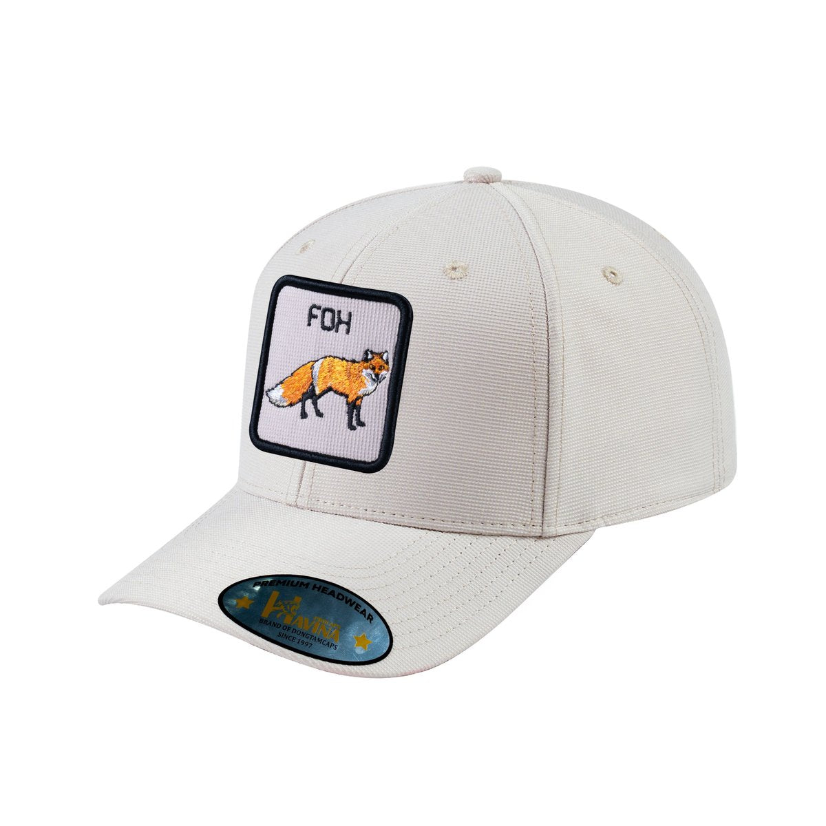 Unisex V2 Embroidered The Fox, 6-Panel Baseball Cap, Beige/Beige, Adjustable Fit