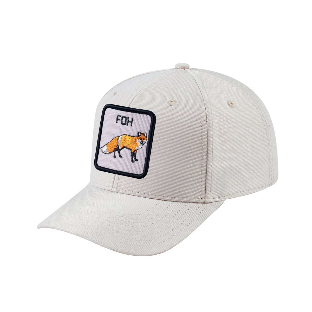 Unisex V2 Embroidered The Fox, 6-Panel Baseball Cap, Beige/Beige, Adjustable Fit