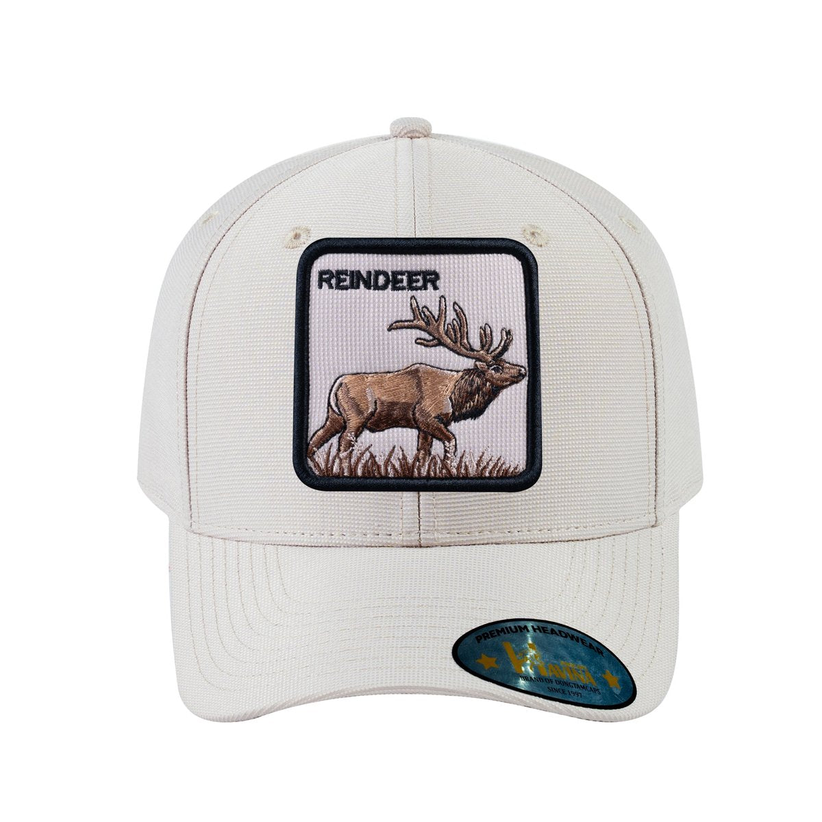 Unisex V2 Embroidered The Reindeer, 6-Panel Baseball Cap, Beige/Beige, Adjustable Fit