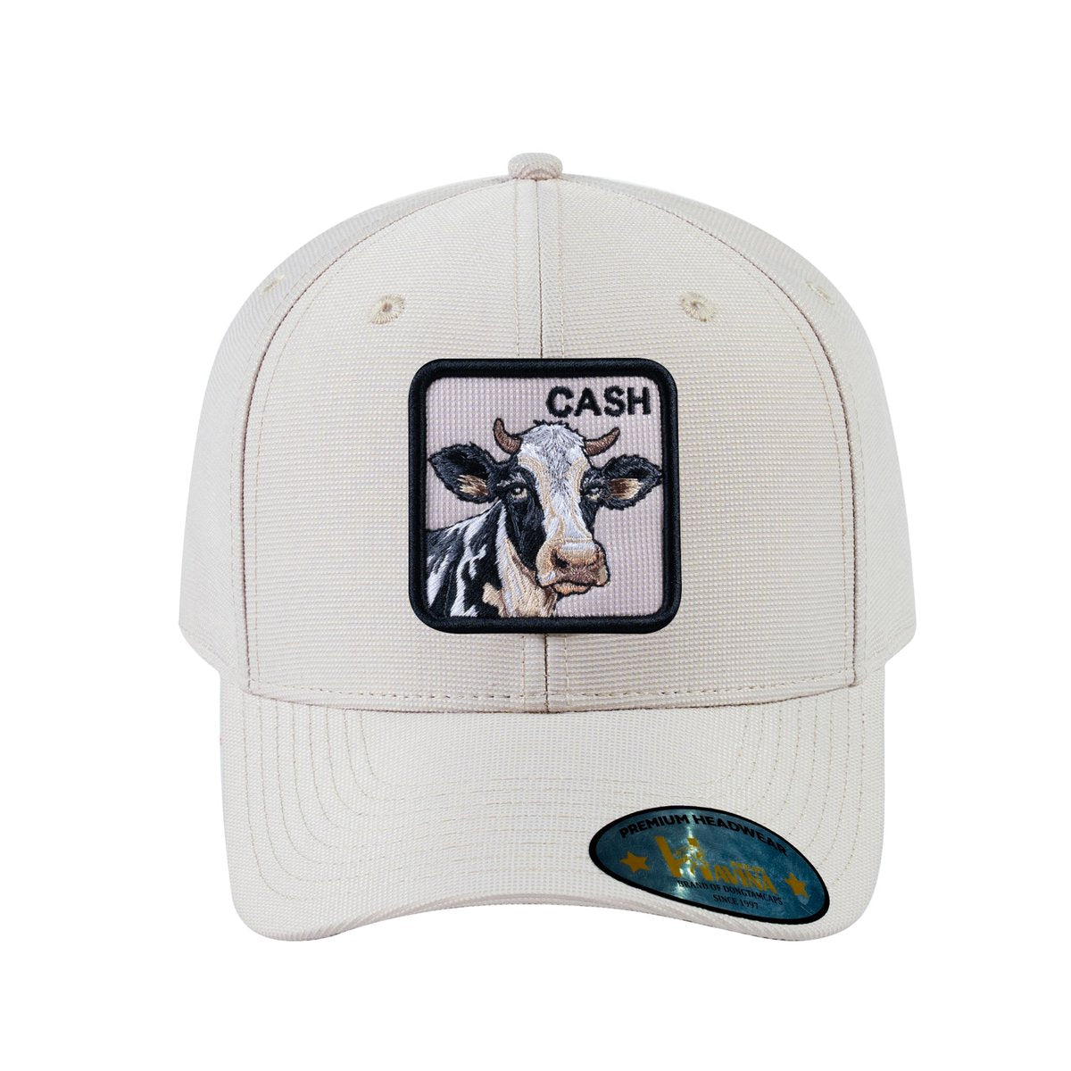 Unisex V2 Embroidered The Cow, 6-Panel Baseball Cap, Beige/Beige, Adjustable Fit