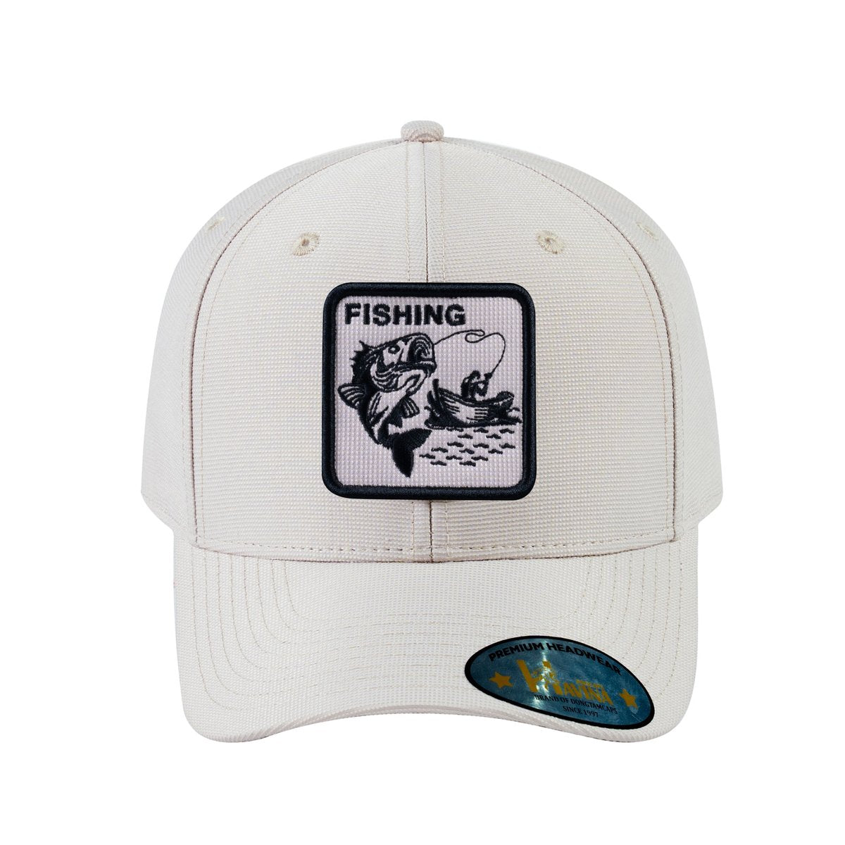 Unisex V2 Embroidered The Fishing, 6-Panel Baseball Cap, Beige/Beige, Adjustable Fit