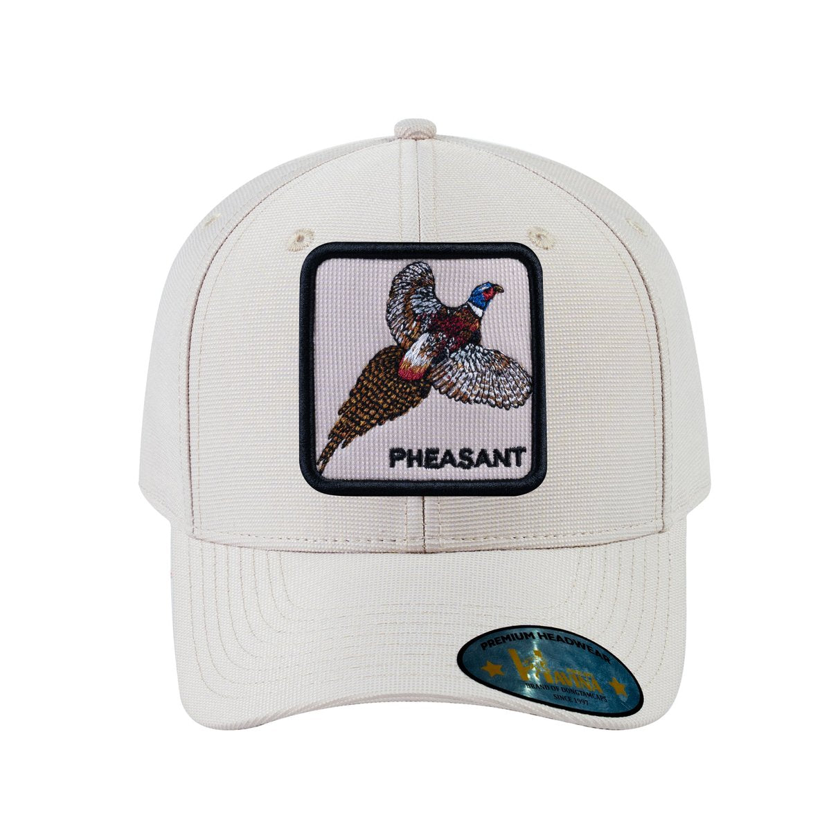 Unisex V2 Embroidered The Pheasant, 6-Panel Baseball Cap, Beige/Beige, Adjustable Fit