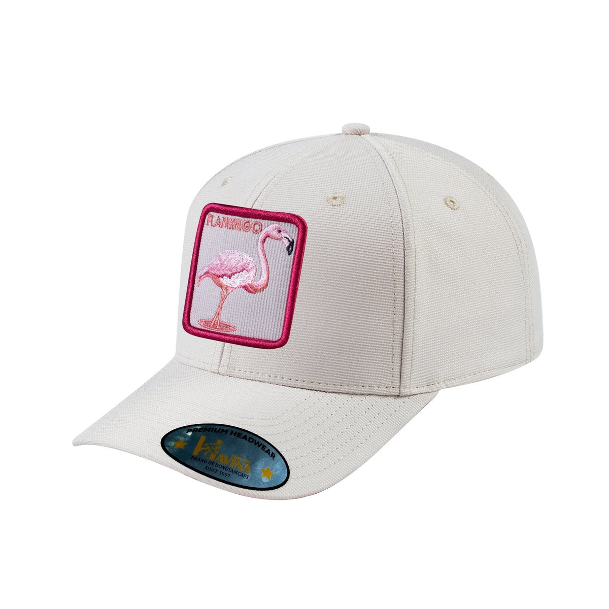 Unisex V2 Embroidered The Flamingo, 6-Panel Baseball Cap, Beige/Beige, Adjustable Fit