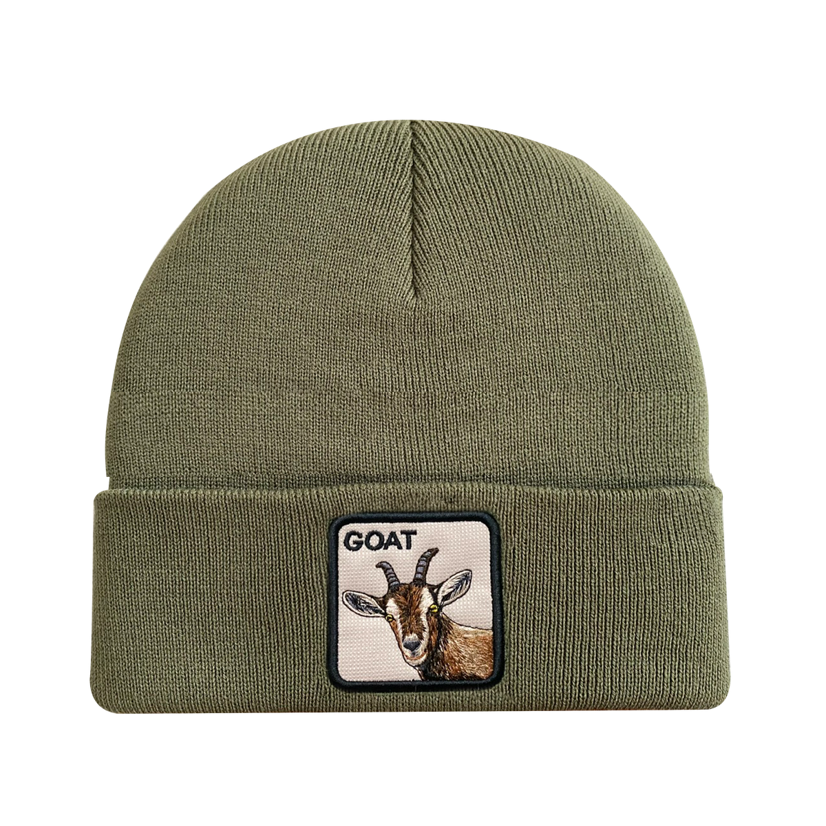 Unisex Embroidered The Goat, Knitted Soft Warm Unisex Beanie, Olive Green, Adjustable Fit