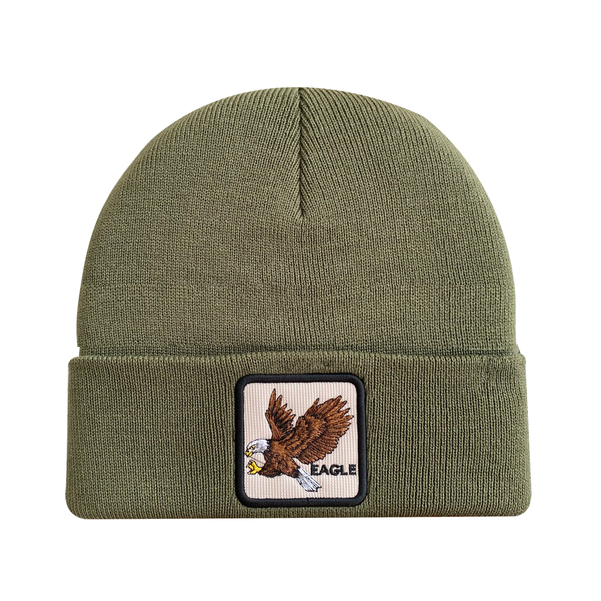 Unisex Embroidered The Eagle, Knitted Soft Warm Unisex Beanie, Olive Green, Adjustable Fit