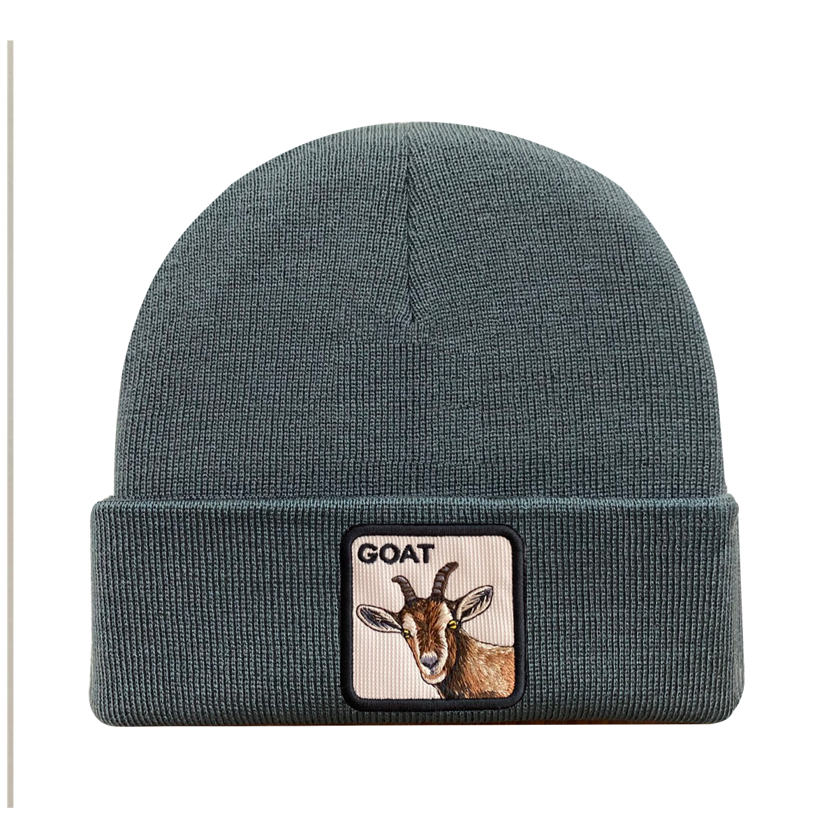 Unisex Embroidered The Goat, Knitted Soft Warm Unisex Beanie, Dark Grey, Adjustable Fit