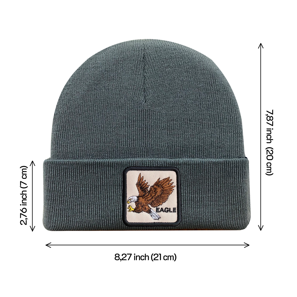 Unisex Embroidered The Eagle, Knitted Soft Warm Unisex Beanie, Dark Grey, Adjustable Fit