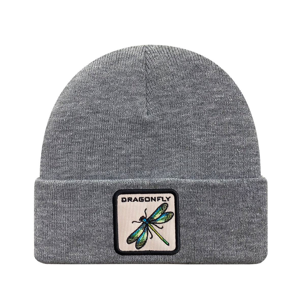 Unisex Embroidered The Dragonfly, Knitted Soft Warm Unisex Beanie, Dark Grey Heather, Adjustable Fit