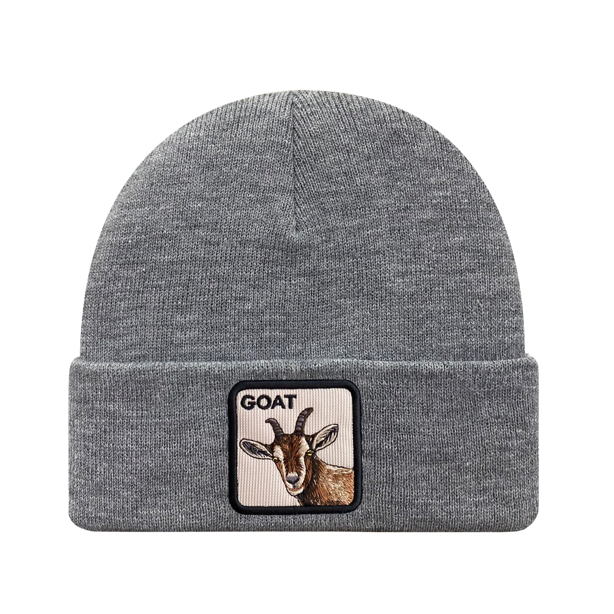 Unisex Embroidered The Goat, Knitted Soft Warm Unisex Beanie, Dark Grey Heather, Adjustable Fit