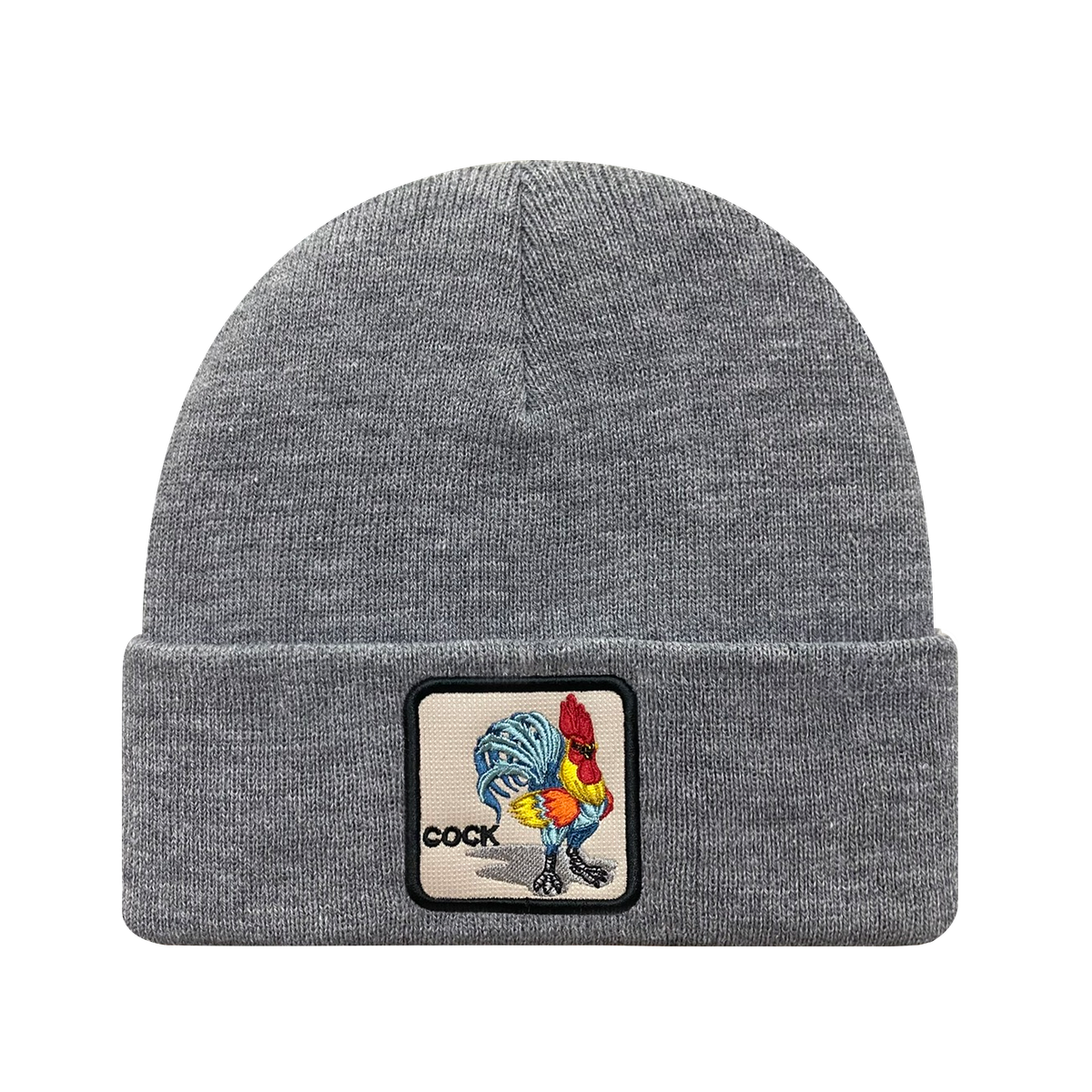 Unisex Embroidered The Chicken, Knitted Soft Warm Unisex Beanie, Dark Grey Heather, Adjustable Fit