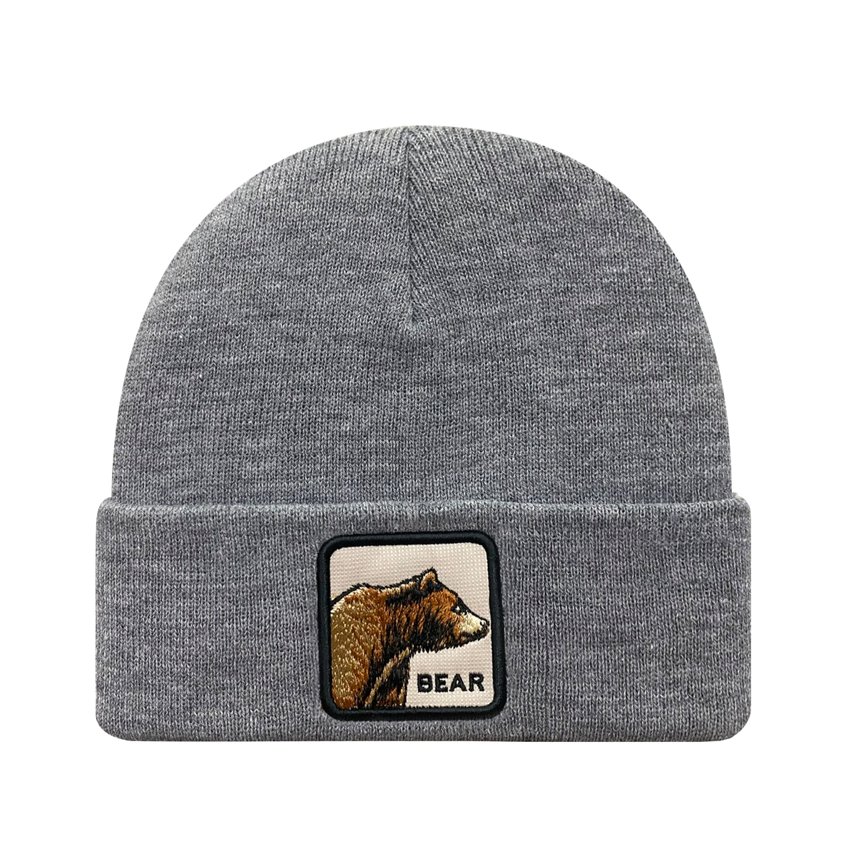 Unisex Embroidered The Bear, Knitted Soft Warm Unisex Beanie, Dark Grey Heather, Adjustable Fit