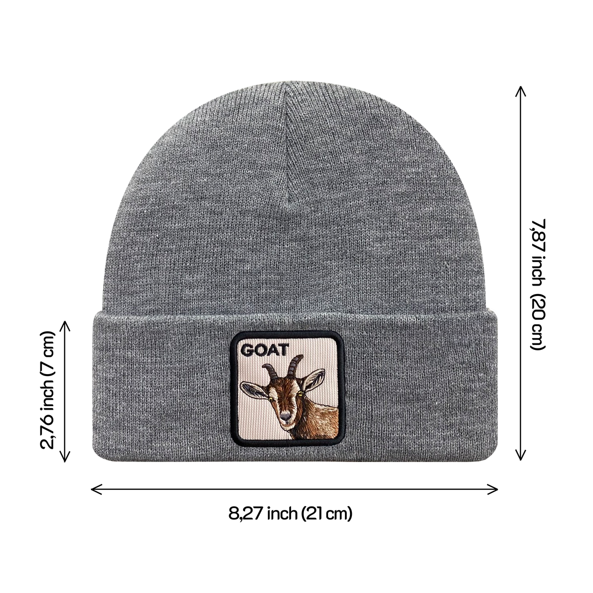 Unisex Embroidered The Goat, Knitted Soft Warm Unisex Beanie, Dark Grey Heather, Adjustable Fit