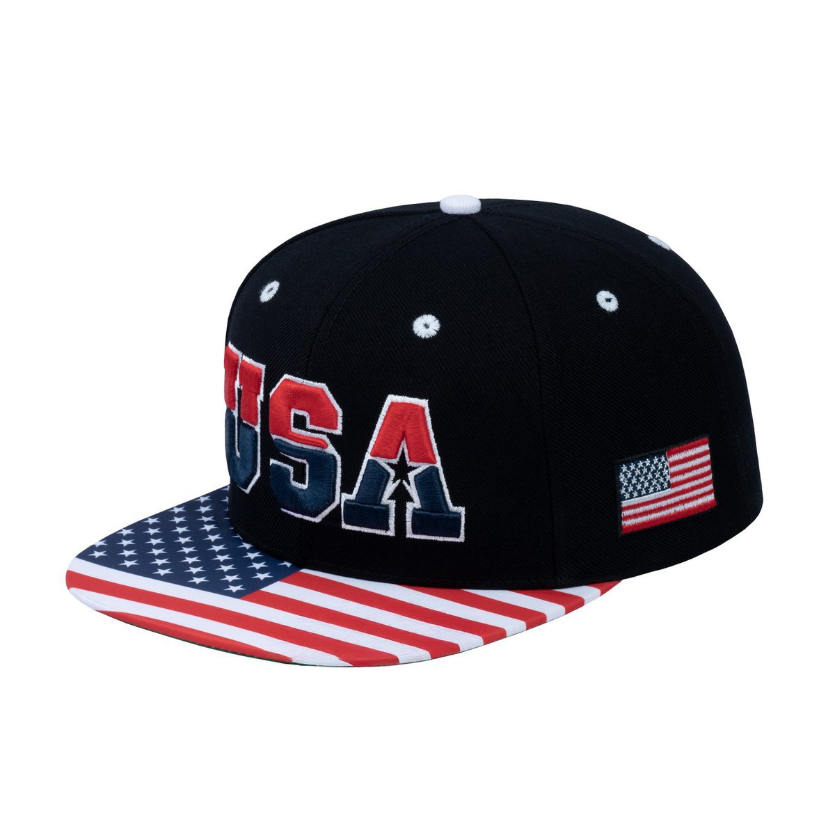 Classic US American Flag 6-Panel Snapback Flat Bill Baseball Cap
