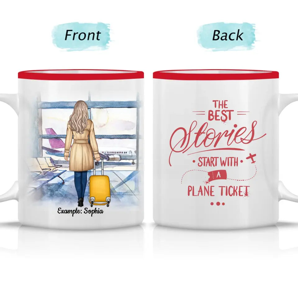The Best Stories Start With A Plane Ticket - Custom Accent Mug