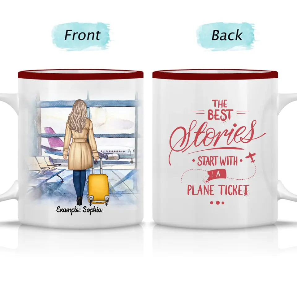 The Best Stories Start With A Plane Ticket - Custom Accent Mug