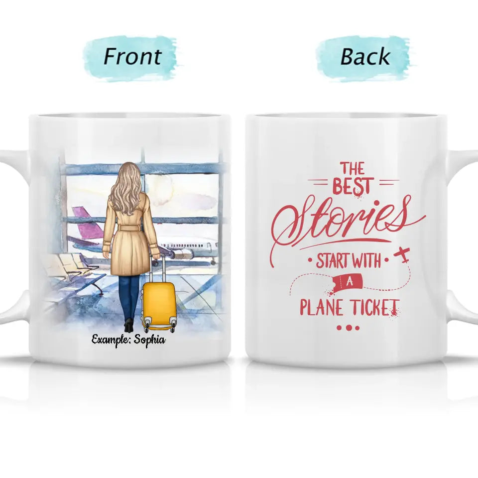 The Best Stories Start With A Plane Ticket - Custom Accent Mug