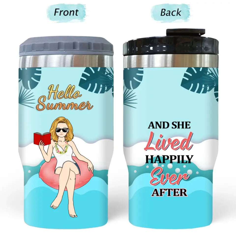 Hello Summer - Gift For Beach Lovers - Personalized  Can Cooler