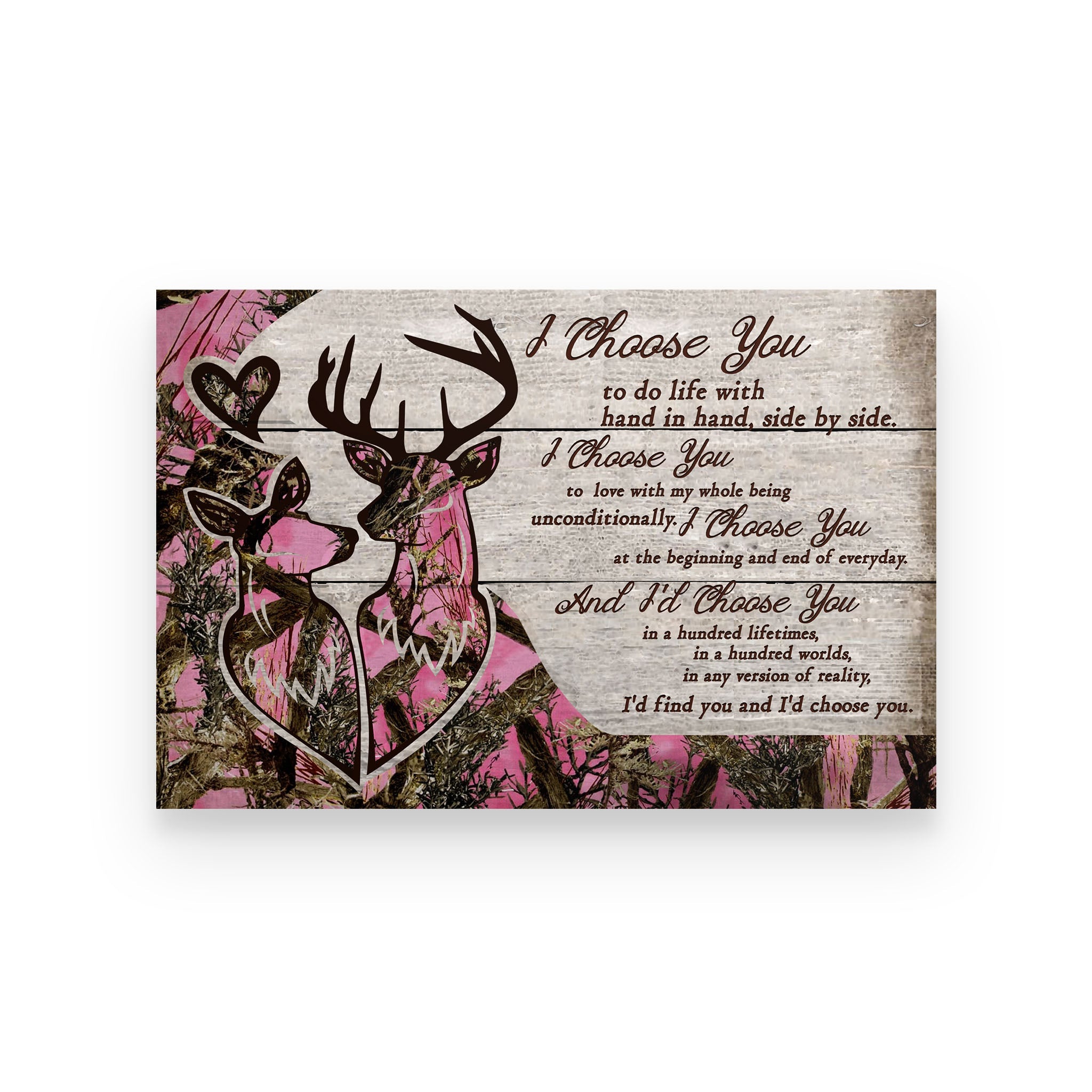 Personalized Deer Pink Camo I Choose You Poster
